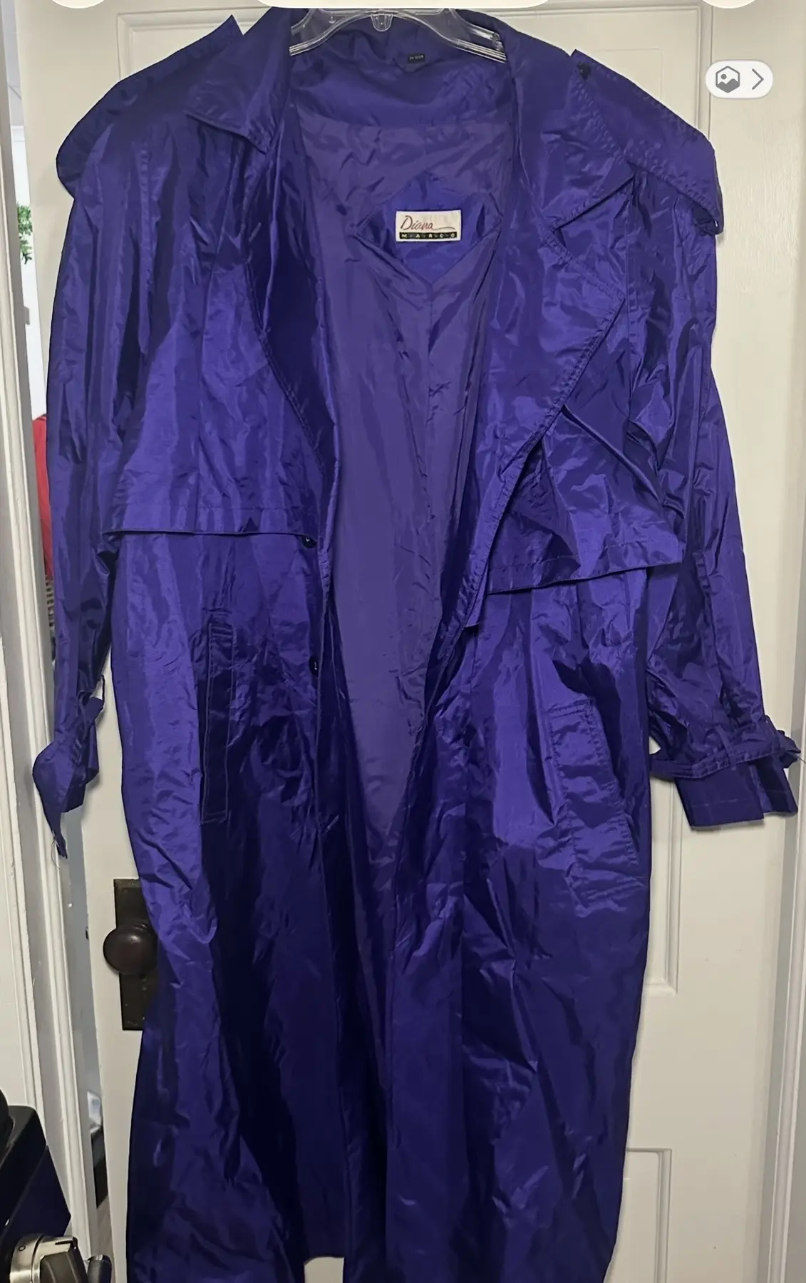 Long deep-purple Diana Milano trench-style coat